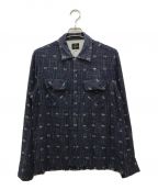 Needlesニードルズ）の古着「Classic Shirt Rayon Dobby Plaid長袖シャツ」｜ネイビー