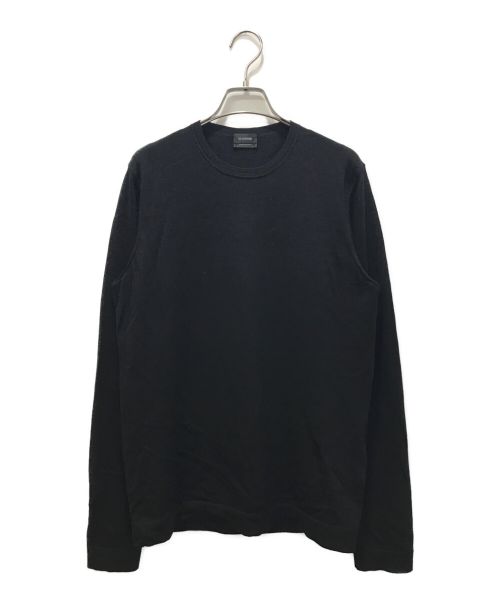 JIL SANDER（ジルサンダー）JIL SANDER (ジルサンダー) シルク混クルーネックニット ブラック サイズ:48の古着・服飾アイテム