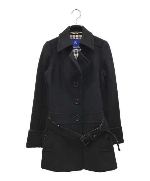 BURBERRY BLUE LABEL（バーバリーブルーレーベル）BURBERRY BLUE LABEL (バーバリーブルーレーベル) アンゴラ混コート ブラック サイズ:38の古着・服飾アイテム