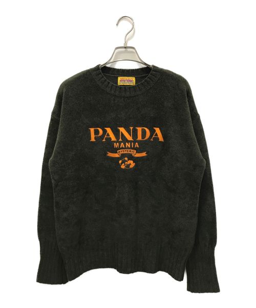 Hysteric Glamour（ヒステリックグラマー）Hysteric Glamour (ヒステリックグラマー) PANDA MANIA刺繍ニット カーキ サイズ:FREEの古着・服飾アイテム