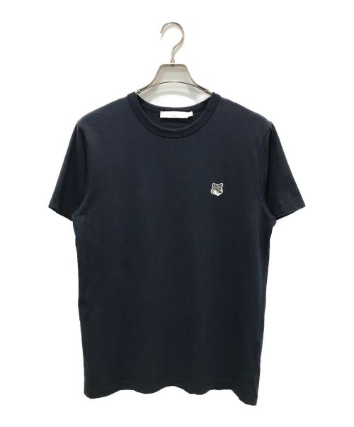 maison kitsune（メゾンキツネ）MAISON KITSUNE (メゾンキツネ) グレーフォックスヘッドロゴ Tシャツ ネイビー サイズ:Sの古着・服飾アイテム