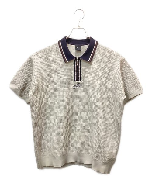 HUF（ハフ）HUF (ハフ) CURSIVE SCRIPT ZIP POLO ベージュ サイズ:Lの古着・服飾アイテム