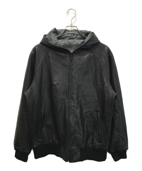 stussy（ステューシー）stussy (ステューシー) レザーフーデッドジャケット ブラック サイズ:Mの古着・服飾アイテム