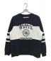 WHITE MOUNTAINEERING（ホワイトマウンテ二アニング）の古着「COLLEGE LOGO PRINTED SWEAT」｜ネイビー×ホワイト