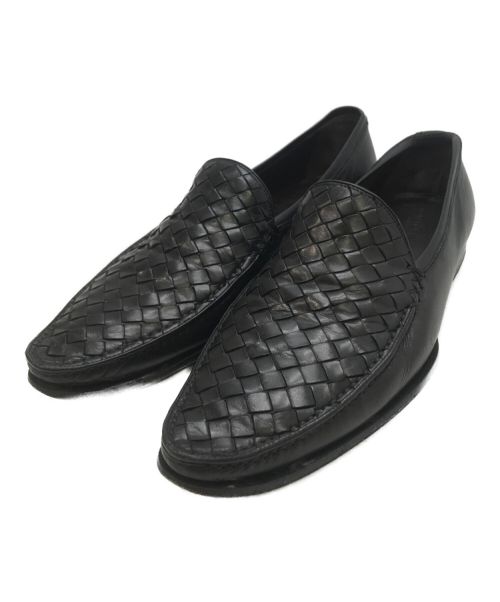 BOTTEGA VENETA（ボッテガベネタ）BOTTEGA VENETA (ボッテガベネタ) イントレチャートスリッポンローファー ブラック サイズ:41の古着・服飾アイテム