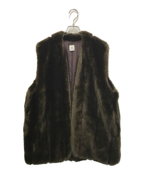 6(ROKU) BEAUTY&YOUTH（ロク ビューティーアンドユース）6(ROKU) BEAUTY&YOUTH (ロク ビューティーアンドユース) FAKE MINK FUR VEST ブラウン サイズ:36の古着・服飾アイテム