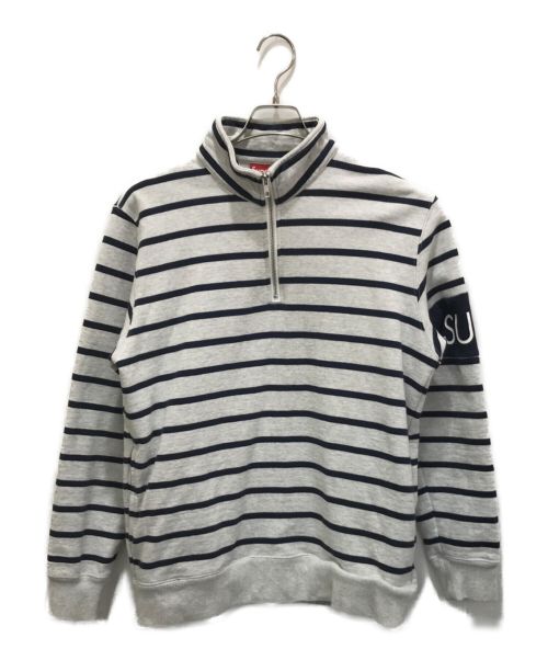 SUPREME（シュプリーム）SUPREME (シュプリーム) 16AW STRIPED HALF ZIP SWEAT （ストライプハーフジップスウェット） グレー サイズ:Mの古着・服飾アイテム