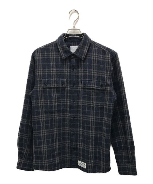 PAPERSKY（ペーパースカイ）PAPERSKY (ペーパースカイ) CORMORANT WOOL SHIRT（コーモラントウールシャツ） ネイビー サイズ:Lの古着・服飾アイテム