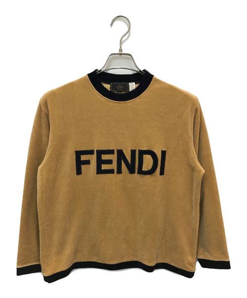 FENDI（フェンディ）FENDI (フェンディ) ロゴベロアスウェット ベージュ サイズ:40の古着・服飾アイテム