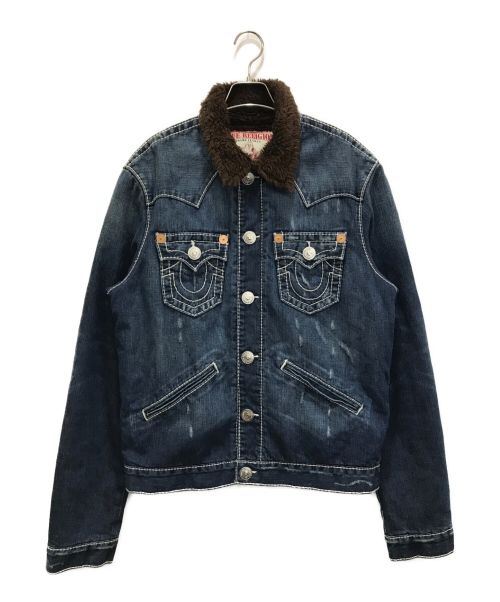 TRUE RELIGION（トゥルー レリジョン）TRUE RELIGION (トゥルー レリジョン) JIMMY SHERPA BIG T 裏ボアデニムジャケット インディゴ サイズ:Lの古着・服飾アイテム