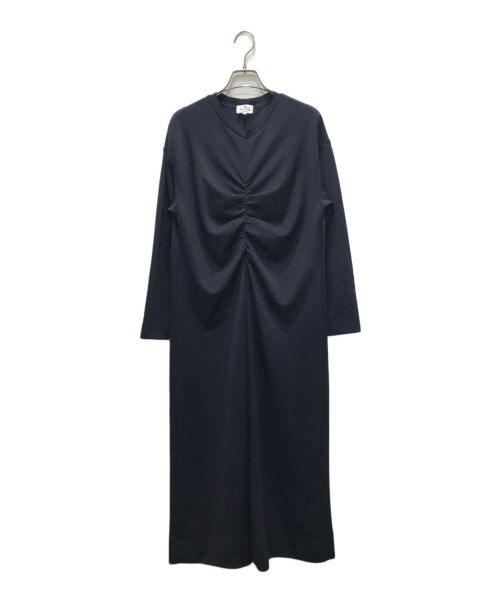 LANVIN en Bleu（ランバンオンブルー）LANVIN en Bleu (ランバンオンブルー) フロントギャザーワンピース ネイビー サイズ:38の古着・服飾アイテム