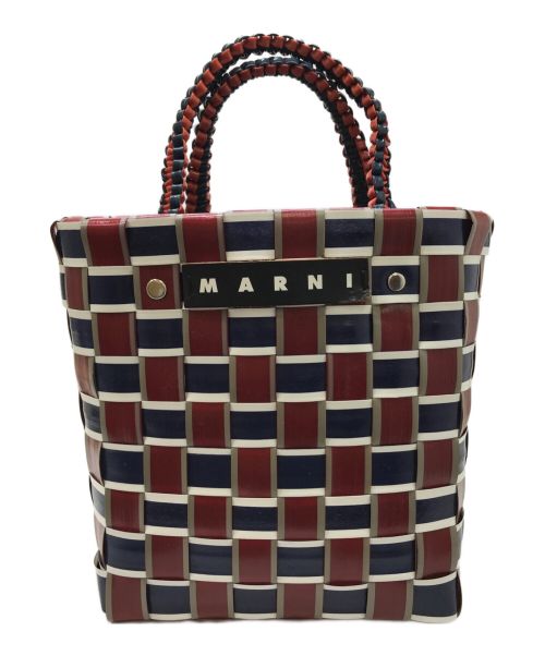 MARNI（マルニ）MARNI (マルニ) MARKET TAPE BASKET BAG レッド×ネイビーの古着・服飾アイテム