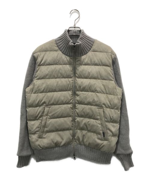 Aquascutum（アクアスキュータム）Aquascutum (アクアスキュータム) SUEDE COMBINATION DOWN JACKET ブラウン サイズ:38の古着・服飾アイテム