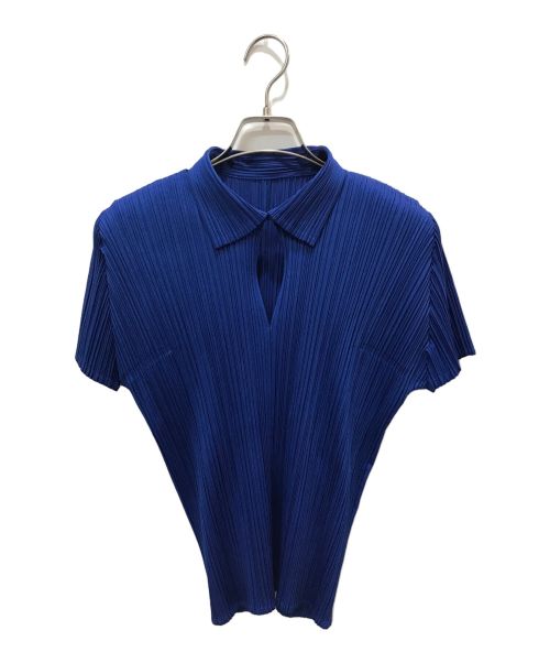 PLEATS PLEASE（プリーツプリーズ）PLEATS PLEASE (プリーツプリーズ) プリーツ半袖シャツ ブルー サイズ:3の古着・服飾アイテム