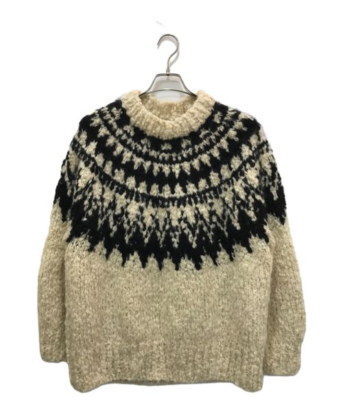 UNFIL（アンフィル）UNFIL (アンフィル) cashmere blend hand-knit pullover（カシミヤブレンドハンドニットプルオーバー） アイボリー サイズ:5の古着・服飾アイテム