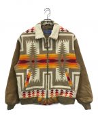 PENDLETONペンドルトン）の古着「袖レザー切替ネイティブ柄ブルゾン」｜ブラウン