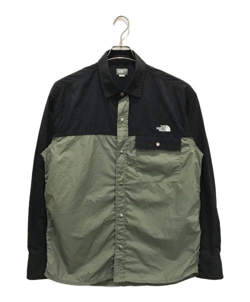 THE NORTH FACE（ザ ノース フェイス）THE NORTH FACE (ザ ノース フェイス) ロングスリーブヌプシシャツ カーキ×ブラック サイズ:XLの古着・服飾アイテム