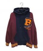 A BATHING APEアベイシングエイプ）の古着「Badges Color Blocking Hoodie（バッチカラーブロッキングフーデッド）」｜ネイビー