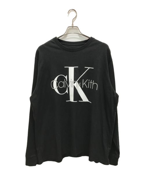 Calvin Klein（カルバンクライン）Calvin Klein (カルバンクライン) KITH (キス) コラボロゴ ロングスリーブ Tシャツ ブラック サイズ:XLの古着・服飾アイテム