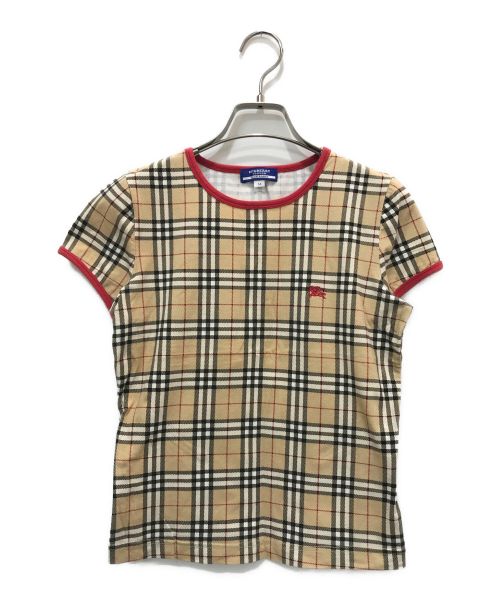 BURBERRY BLUE LABEL（バーバリーブルーレーベル）BURBERRY BLUE LABEL (バーバリーブルーレーベル) 刺繍ロゴ Tシャツ ブラウン サイズ:Mの古着・服飾アイテム