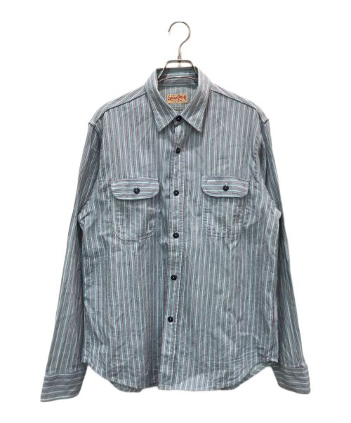 SUGAR CANE（シュガーケーン）SUGAR CANE (シュガーケーン) DOBBY STRIPE WORK SHIRT ブルー サイズ:Lの古着・服飾アイテム