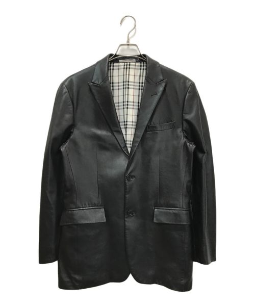 BURBERRY BLACK LABEL（バーバリーブラックレーベル）BURBERRY BLACK LABEL (バーバリーブラックレーベル) ラムレザーテーラードジャケット ブラック サイズ:Lの古着・服飾アイテム