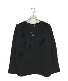 BLACK COMME des GARCONS（ブラック コムデギャルソン）の古着「ダメージ加工 リブなし ニット」｜ブラック