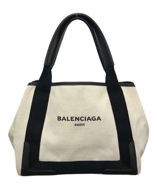 BALENCIAGA（バレンシアガ）BALENCIAGA (バレンシアガ) ネイビー カバス S キャンバストートバッグ ベージュの古着・服飾アイテム