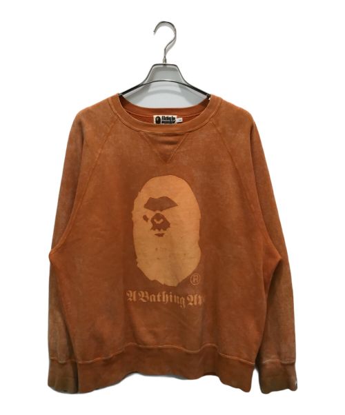 A BATHING APE（アベイシングエイプ）A BATHING APE (アベイシングエイプ) Overdye Crew Neck Sweatshirt オレンジ サイズ:Lの古着・服飾アイテム