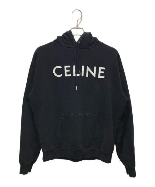 CELINE（セリーヌ）CELINE (セリーヌ) ルーズ フーディー / コットンフリース ブラック サイズ:Lの古着・服飾アイテム