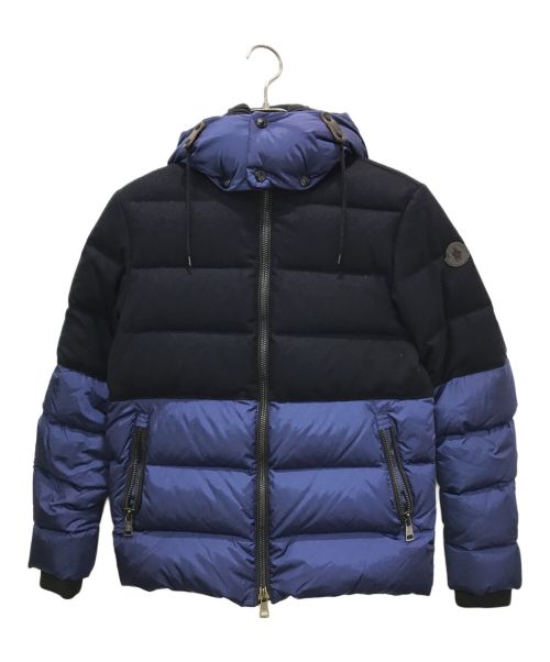 MONCLER（モンクレール）MONCLER (モンクレール) ウール切替ダウンジャケット ネイビーの古着・服飾アイテム