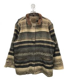 WOOLRICH（ウールリッチ）の古着「襟レザー切替ウールジャケット」｜ブラウン