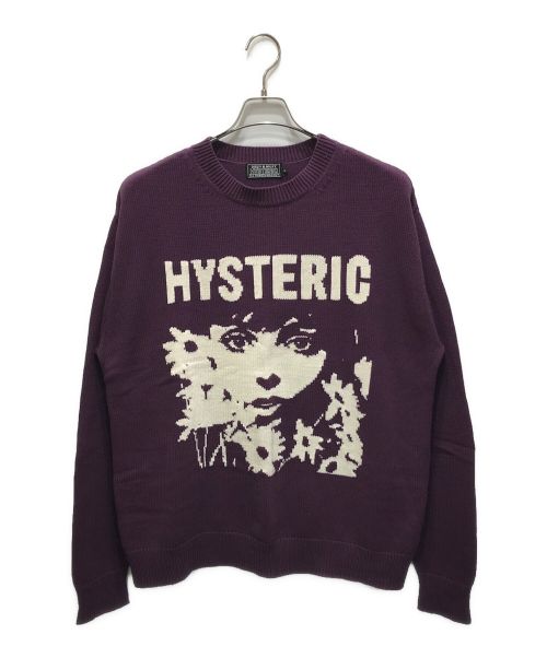 Hysteric Glamour（ヒステリックグラマー）Hysteric Glamour (ヒステリックグラマー) FLOWER TRAVELING編込 セーター パープル サイズ:Lの古着・服飾アイテム