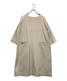 Snow peak（スノーピーク）の古着「Cotton Herringbone Stripe Dress」｜ベージュ