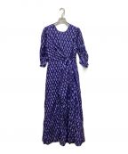 ne quittez pas×Kanako Satoヌキテパ×カナコ サトウ）の古着「COTTON VOILE ETHNIC PRINT TWISTED WAIST DRESS / コットンボイルエスニックプリントツイステッドウェイストドレス」｜パープル