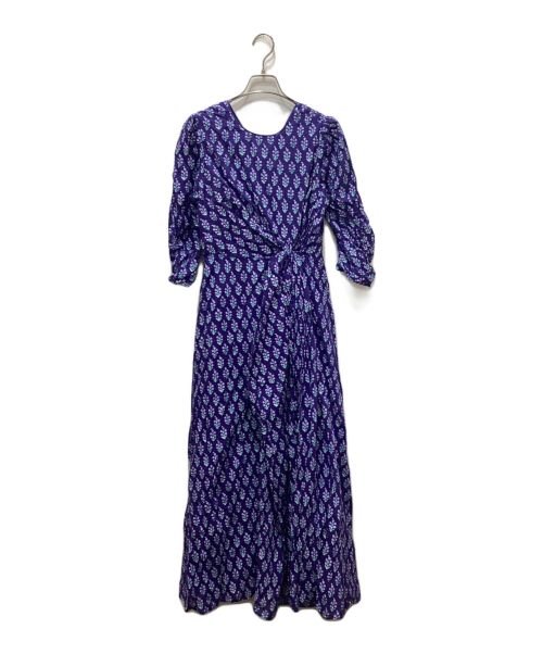 ne quittez pas（ヌキテパ）ne quittez pas Kanako Sato COTTON VOILE ETHNIC PRINT TWISTED WAIST DRESS / コットンボイルエスニックプリントツイステッドウェイストドレス パープル サイズ:Mの古着・服飾アイテム