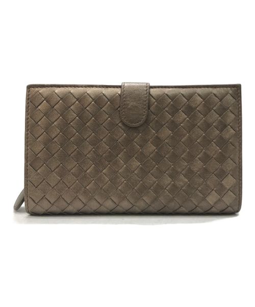 BOTTEGA VENETA（ボッテガベネタ）BOTTEGA VENETA (ボッテガベネタ) イントレチャート 2つ折り財布 ピンクゴールドの古着・服飾アイテム