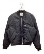 courregesクレージュ）の古着「EMBROIDERED NYLON BOMBER JACKET」｜ブラック