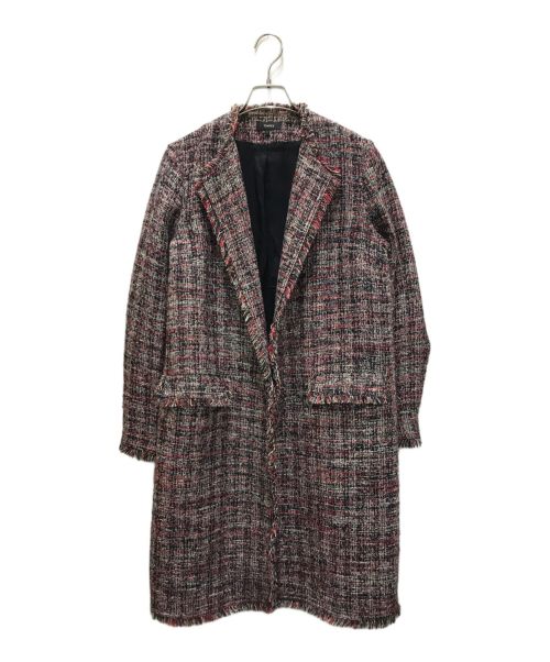 theory（セオリー）theory (セオリー) BEVERY TWEED COLUMN COAT レッド サイズ:Sの古着・服飾アイテム