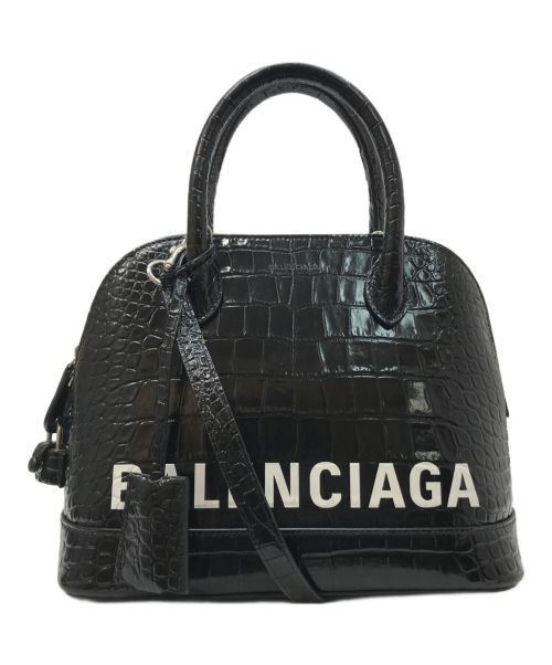 BALENCIAGA（バレンシアガ）BALENCIAGA (バレンシアガ) ビルトップハンドルS クロコ型押し 2WAYハンドバッグ ブラックの古着・服飾アイテム