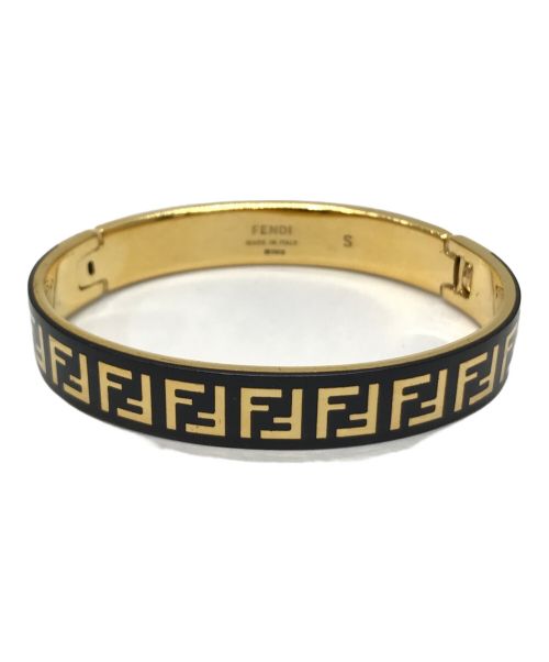 FENDI（フェンディ）FENDI (フェンディ) ’FF’ motif oval bangle ゴールド×ブラック サイズ:Sの古着・服飾アイテム