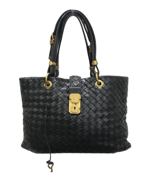 BOTTEGA VENETA（ボッテガベネタ）BOTTEGA VENETA (ボッテガベネタ) イントレチャートハンドバッグ ブラックの古着・服飾アイテム