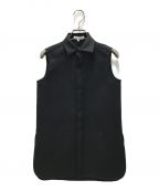 MADISON BLUEマディソンブルー）の古着「FLY FRONT SLEEVELESS SHIRT」｜ブラック