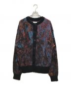 +81×KODAI SUGAプラスエイティーワン×）の古着「Mohair Crew Neck Cardigan」｜ブルー×ブラック