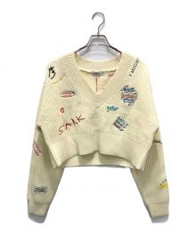 MAISON SPECIAL（メゾンスペシャル）の古着「V-neck Embroidery Knitwear」｜ベージュ