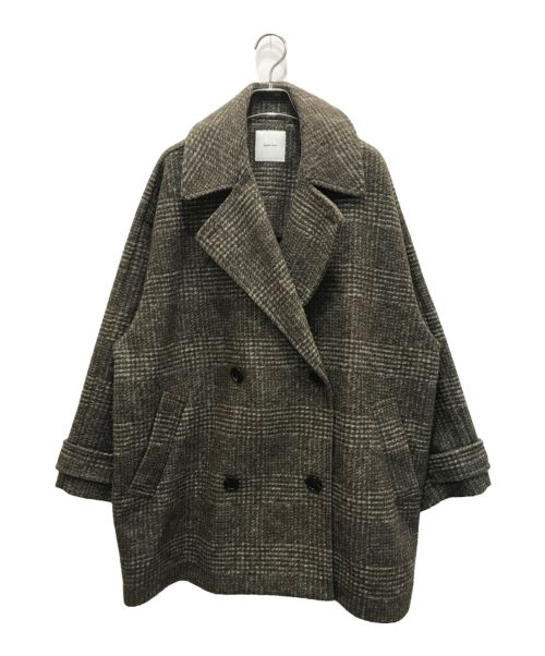 Spick and Span（スピックアンドスパン）Spick and Span (スピックアンドスパン) Wスライバーチェックハーフコート ブラウン サイズ:36の古着・服飾アイテム