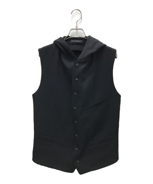 YOHJI YAMAMOTO REGULATION（ヨウジヤマモトレギュレーション）YOHJI YAMAMOTO REGULATION (ヨウジヤマモトレギュレーション) BLACK Hooded vest / ブラックフーデットベスト ブラック サイズ:4の古着・服飾アイテム