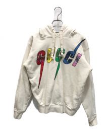 GUCCI（グッチ）の古着「ブレードロゴ スパンコール フーディー」｜ホワイト