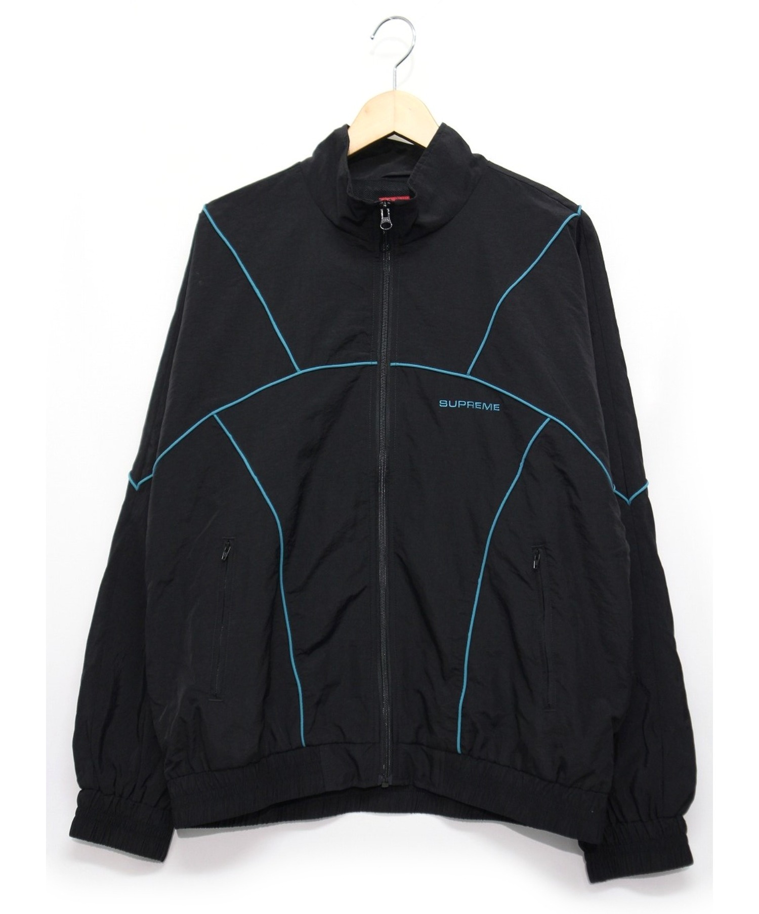 supreme piping track jacket black