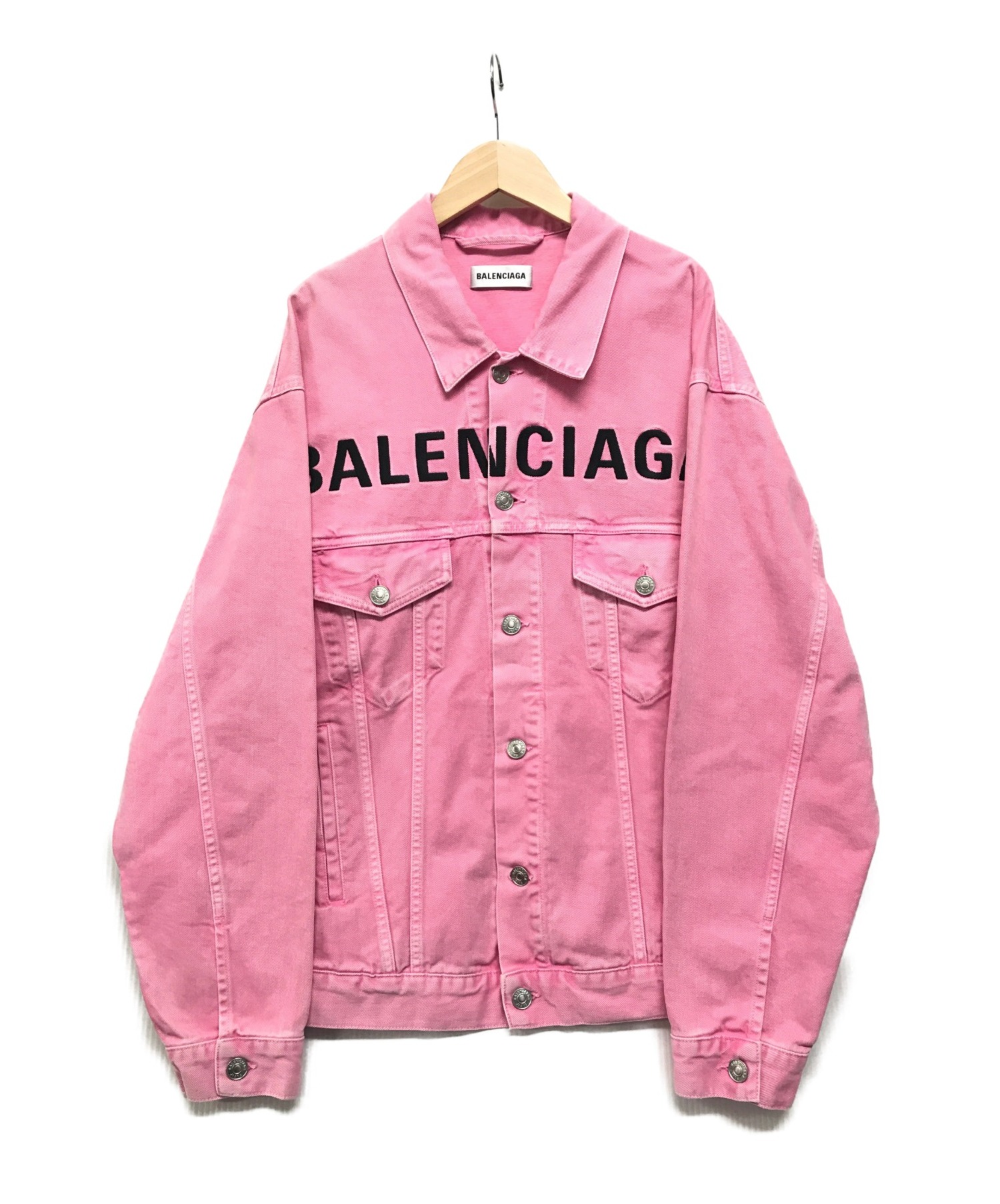 中古 古着通販 Balenciaga バレンシアガ フロントロゴ刺繍デニムジャケット ピンク サイズ 36 ブランド 古着通販 トレファク公式 Trefac Fashion